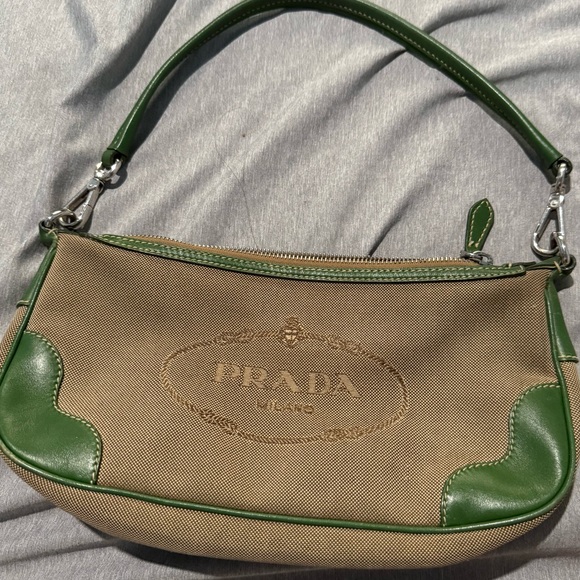 Prada Jacquard Moro Corda Olive Green Shoulder Bag - Picture 1 of 8
